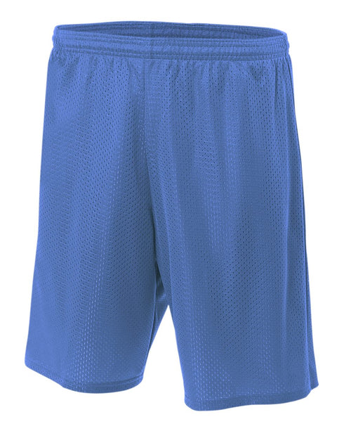 A4 9" Lined Tricot Mesh Short (N5296), Color 'Royal'